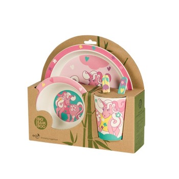 BIGBAMBOO SET ZA HRANJENJE OD BAMBUSA - JEDNOROG (5 DELOVA) 